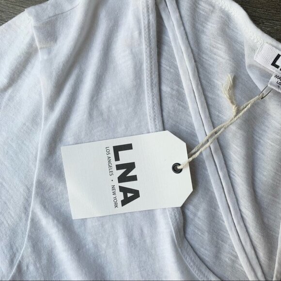 LNA Double Strap Tee T-Shirt Top White Short Sleeve V-neck Cotton Size XS - Picture 7 of 9